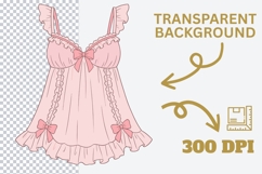 Coquette Lingerie Clipart PNG SVG, Pink Corset Bow Heart Set Product Image 5