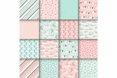 Cute Baby Girl Backgrounds, Unikorns and Rainbows Patterns Product Image 3