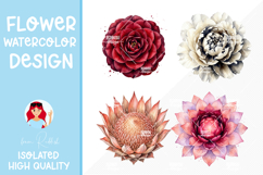 4 Watercolor Flower Heads Product Image 1