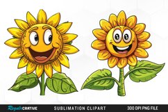 Watercolor Smiling Sunflower Clipart Bundle Product Image 5