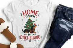 Dachshund Christmas PNG, Home Is Where My Dachshund Is PNG Product Image 3