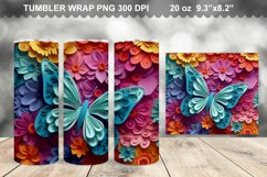 Colorful 3D Rainbow Butterfly Tumbler Design Product Image 1