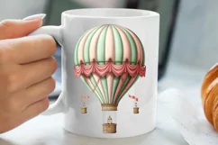 Christmas Hot Air Balloon Clipart, Christmas Hot Air Product Image 5