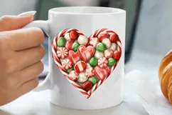 Christmas Hearts Watercolor Clipart, Christmas PNG Product Image 1