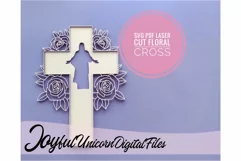 Jesus Cross SVG Laser cut file | Christian floral Cross SVG Product Image 1