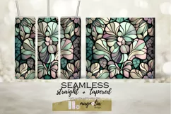 STAINED GLASS FLORAL sublimation tumbler wrap design png Product Image 2