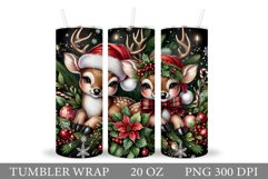 Christmas Deer Tumbler Design. Christmas Tumbler Sublimation Product Image 1