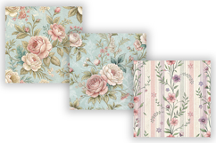 Pastel Toile Digital Paper Pack, Vintage Floral Toile Product Image 5