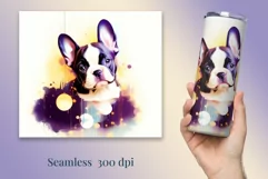 Watercolor Dog Sublimation Tumbler Wrap | 20 oz Straight Png Product Image 2