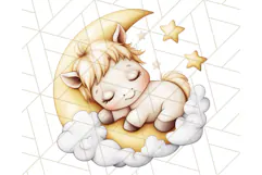Sleeping Baby Animals PNG, Moon and Stars Nursery Clipart Product Image 5