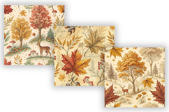 Maple Leaf Toile Digital Paper, Seamless Watercolor Pattern Product Image 5