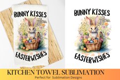 Bunny kisses Easter wishes - Farmhouse Kitchen Towel Product Image 1