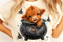 Halloween Highland Cow PNG, Halloween Highland Cow PNG Product Image 4