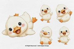 15 Bundle Watercolor Baby Duck Cute Animal Farm Yellow Duck Product Image 5