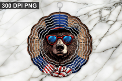 Bear Wind Spinner Sublimation -4Th Of July wind spinner PNG Product Image 1