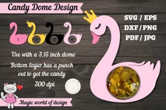 Pink Swan princess candy dome Svg, paper cut template svg Product Image 1