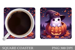 Cute Ghost Coaster Design. Halloween Coaster Sublimation Product Image 1