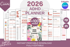 Editable 2026 ADHD Planner Canva Template | KDP Interior Product Image 1