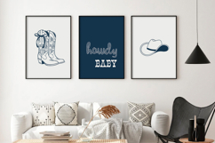 Blue Coquette Bow Cowboy Boots Set of 3 Prints Product Image 5