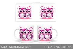 Valentine Owl Mug Wrap. Valentines Mug Wrap Design Product Image 1