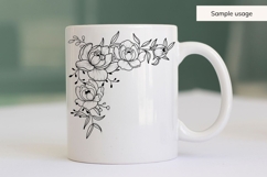 Hand Drawn Peonies Corner Border SVG Product Image 5