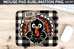 Watercolor Turkey Mouse Pad Sublimation - Thanksgiving PNG Product Image 1