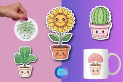 Kawaii Potted Plant Stickers | Cute SVG PNG PDF Bundle Product Image 5