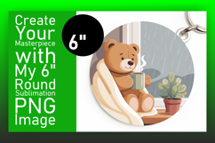 Artistic Keychain Circle Design PNG , Cute Bear Product Image 1