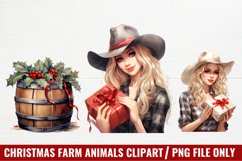 Watercolor Christmas Farm Clipart Product Image 1