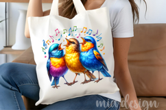 Singing Birds Music Notes PNG, Colorful Choir Sublimation Product Image 4