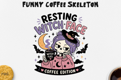Funny Coffee Skeleton PNG Spooky Halloween Design Product Image 1