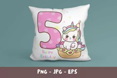 Birthday number fifth birthday party angel kawaii clipart Product Image 2