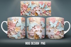 3D Butterflies Pastel Mug Wrap | Sublimation Coffee Cup Desi Product Image 5