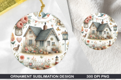 Home Stained Glass Ornament PNG, Digital Download File Product Image 1