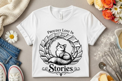 Proudly Lost In Stories Fox Book Lover Vintage PNG Design Product Image 2