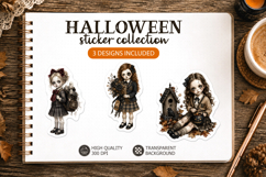 Gothic Halloween Girls Stickers Dark Academia Creepy school Product Image 1