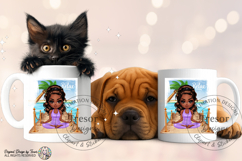 Yoga Meditation Chibi clipart, Wellness Chibi black girl PNG Product Image 6