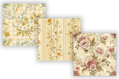 Butter Yellow Toile Digital Paper Pack, Vintage Floral Toile Product Image 5