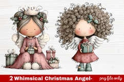 2 Whimsical Christmas Angel Clipart | Cute Holiday Angel PNG Product Image 1