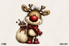 Cute Whimsical Christmas Reindeer Clipart Holiday PNG BUNDLE Product Image 5