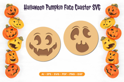 Halloween Pumpkin Face Coaster SVG | Laser Cut Product Image 1