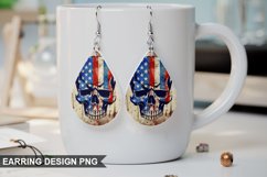 American Flag Patriotic Skull Earring Design Product Image 1