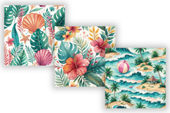 Beachy Seamless Patterns Digital Paper, Watercolor Tropical Product Image 5