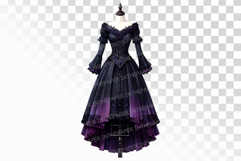 Gothic Victorian Dress Purple Black Halloween PNG Product Image 1