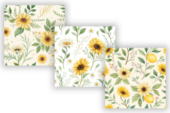 Watercolor Sunflower Seamless Pattern Bundle, Cottagecore Product Image 4