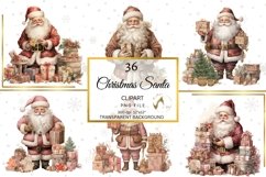 Watercolor Brown and Copper Christmas Clipart Bundle PNG Product Image 7