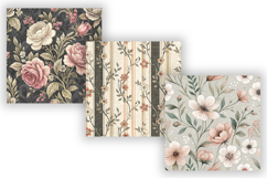 Graphite Toile Digital Paper Pack, Vintage Floral Toile Product Image 5