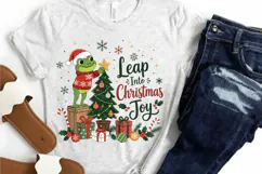 Leap Into Christmas Joy PNG, Cute Frog Christmas Sublimation Product Image 3