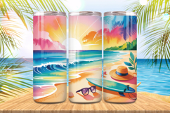 Sunrise Beach Scene Tumbler Wrap PNG Sublimation Product Image 1