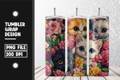 Cute cat pattern Tumbler Wrap | Sublimation | 20 oz Skinny Product Image 1